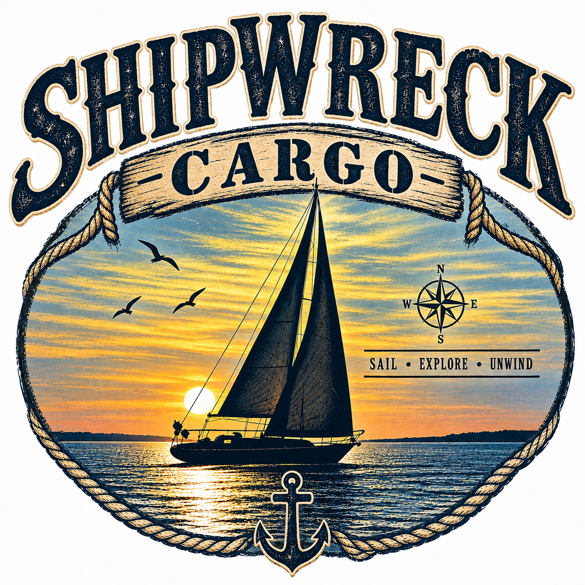 Shipwreck Cargo sailboat artwork